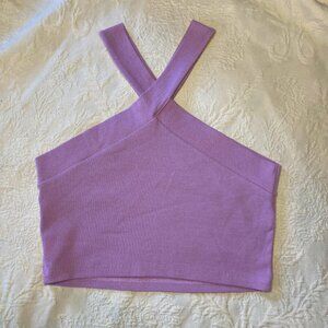 Pink Criss Cross Strap Ribbed Crop Top Shein Size Large